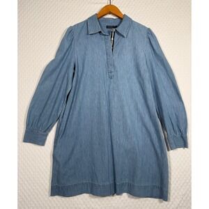 Vineyard Vines Womens Blue Cotton Chambray Popover Shirt Dress Pockets Large